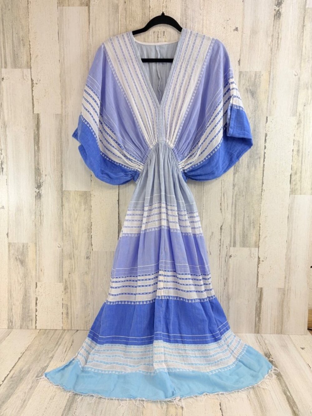 Lemlem Size S Yeshi Plunge Neck Dress Caftan Blue